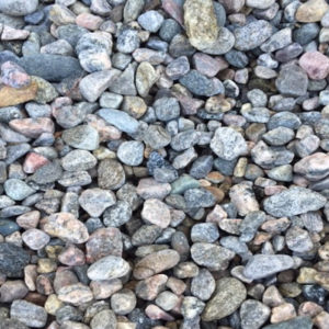 A close-up image of a collection of smooth, multicolored pebbles with varied textures, creating a natural, earthy pattern. No buildings or landmarks visible.